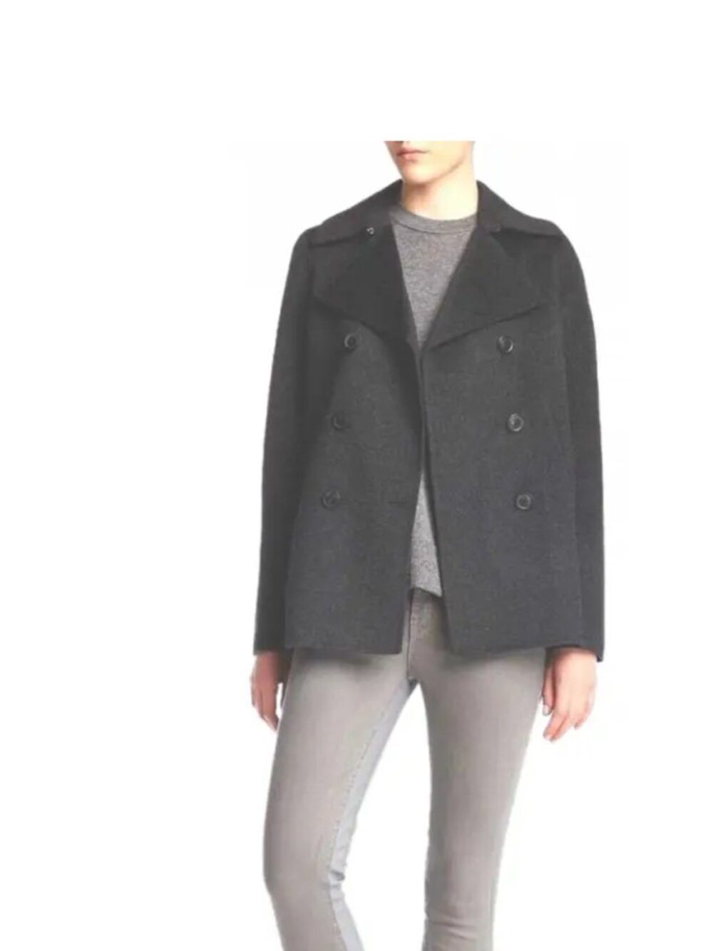 Vince dark gray Women's double breasted wool blend light Peacoat size Large